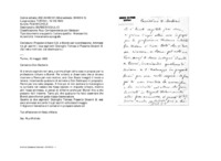 Anteprima di Propone Urbano G.B. e Biondi per la professione. Ammessi tra gli ascritti idue aspiranti Gianoglio Tomaso e Piasente Gioanni B. (Sul retro indirizzodel destinatario.)