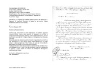 Anteprima di Lo ringrazia per l'offerta spedita a nome del Rettore di S. Gaetano, D. Leonardi Dionisio, al quale ha già scritto. (Copia autenticata dalla Curia di Treviso.)