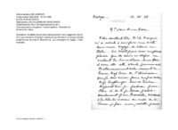 Anteprima di Avrebbe voluto farle visita durante il suo viaggio di ritorno, ma il suo convento è lontano rispetto al suo itinerario; si scusa e chiede preghiere per sé e per D. Marenco G., suo compagno di viaggio. (Testo francese)