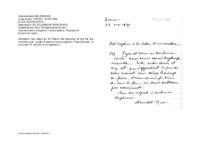 Anteprima di Suo padre gli ha riferito che s'avvicina la fine del suo noviziato e per questo le assicura le sue preghiere. (Testo francese - si tratta del P.S.alla lett. di un segretario.)