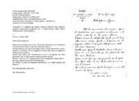 Anteprima di In risposta alla lettera ricevuta cerca di dare conforto religioso assicurando preghiere per il miglioramento della madre. Ringrazia per l'offertaspedita.