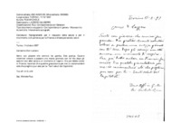 Anteprima di Rallegramenti per il recupero della salute e per il movimento; è di partenza per la Francia e chiede personale; saluti.