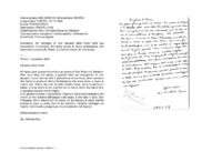 Anteprima di Gli consiglia di non abusare delle forze nelle sue occupazioni; è contento che faccia scuola di storia ecclesiastica, che stava tanto a cuore a D. Bosco. (La data è incerta; all. una busta.)