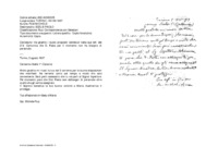 Anteprima di Ha gradito i buoni propositi contenuti nella sua lett. del 2/8. Comunica che D. Festa per il momento non ha bisogno di personale. (Lett. fuori posto perché di recente recupero.)