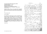 Anteprima di Informi D. Baldi L. di non muoversi senza la sussistenza che gli comunicherà. (Testo scritto sulla lett. con cui D. Cagliero C. lo informa di aver concesso che la casa di Jesi s'intitolasse a Maria SS. A.)
