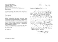 Anteprima di Ricambia gli auguri pasquali. Loda il suo desiderio di visitare a Torino i luoghi di D. Bosco e gli indica di rivolgersi al suo Ispettore per il permesso (Fotocopia di orig.)