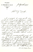 Anteprima di Lett. del Rett. Magg. che ringrazia il conte per condividere la gioia della famiglia salesiana per essere stata introdotta la Causa di Beatificazione di D. Bosco e quindi dichiarato Venerabile [All. busta].