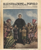 Anteprima di Disegno raffigurante D. Bosco circondato dai poveri fanciulli di tutto ilmondo (dipinto per la sua Beatificazione) - Riprodotto sull' Illustrazione del Popolo - Supplemento della Gazzetta del popolo - A. IX, N. 23.