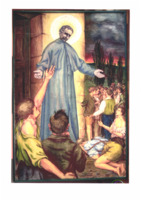 Anteprima di Fotografia di un quadro di D. Bosco dipinto dal Salvatoriano P. Egino Manall [inviata da Borchardt G. a D. Motto F. 25/9/2002 insieme all'immagine commemorativa di D. Manhall E., documentazione e schizzo del quadro, in all.]