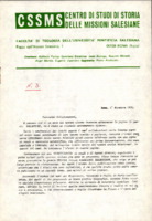 Anteprima di Bollettino n.3 del Centro di Studi di Storia delle Missioni Salesiane. [D. Farina era il Direttore; D. Pietro Ambrosio era il Segr.].