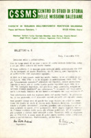 Anteprima di Bollettino n.8 del Centro di Studi di Storia delle Missioni Salesiane. [D. Farina era il Dir. e D. Ambrosio P. il Segr.].