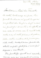 Anteprima di Lettera di Signore che, trovandosi in convalescenza, esprime al Procuratore Generale SDB il disagio per la sua lontananza, chiedendogli il ricordo nella preghiera. [All. busta con nota MS di D. Tomasetti F.]