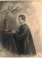 Anteprima di Don Bosco in preghiera davanti all'altare (Quadro del Segata)