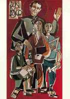Anteprima di Don Bosco e i giovani apprendisti (Stile moderno/cubista)