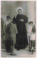 Anteprima di San Giovanni Bosco che benedice i giovani