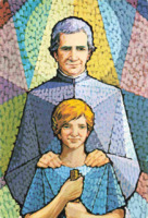 Anteprima di San Giovanni Bosco e San Domenico Savio (Stile Mosaico/Grafico)