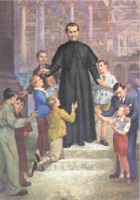 Anteprima di Don Bosco circondato dai giovani all'Istituto Don Bosco di Verona