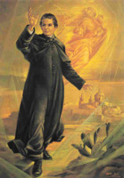 Anteprima di San Giovanni Bosco benedicente con visione della Madonna e panorama maltese