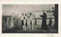 Anteprima di Sogno del Beato D. Bosco nel Collegio di Lanzo Torinese (affresco del Pittore P. G. Crida)
