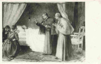 Anteprima di Don Bosco e un ecclesiastico al letto di un ammalato