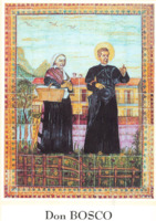 Anteprima di Don Bosco e Mamma Margherita su mattonelle di cotto  (Pacognano)