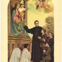 Anteprima di Cartolina raffigurante il quadro dell'altare di S. Giovanni Bosco nel Santuario Basilica di Maria Ausiliatrice a Torino.