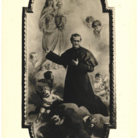 Anteprima di Cartolina postale di un quadro raffigurante D. Bosco e Maria Ausiliatrice, per Buttigliera d'Asti.